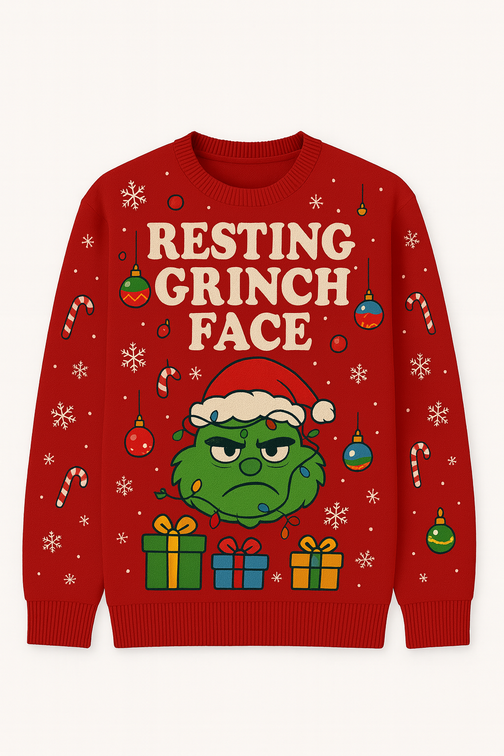 Resting Grinch Face Ugly Christmas Sweater – Funny Holiday Grumpy Monster Sweatshirt
